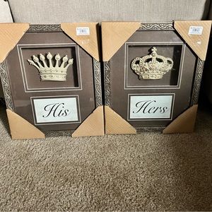 His & Hers King & Queen Crown Shadow Box Wall Decor